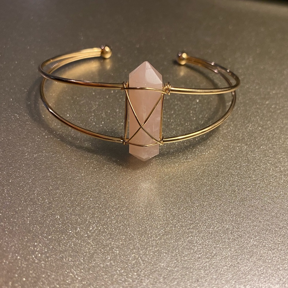 Rose quartz cuff bracelet